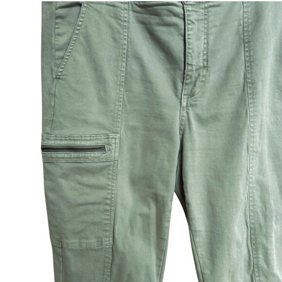 Anthropologie Jefferson Moto Cargo Pants Womens Sz 32 14 Green Ankle Zip Stretch - Picture 6 of 15